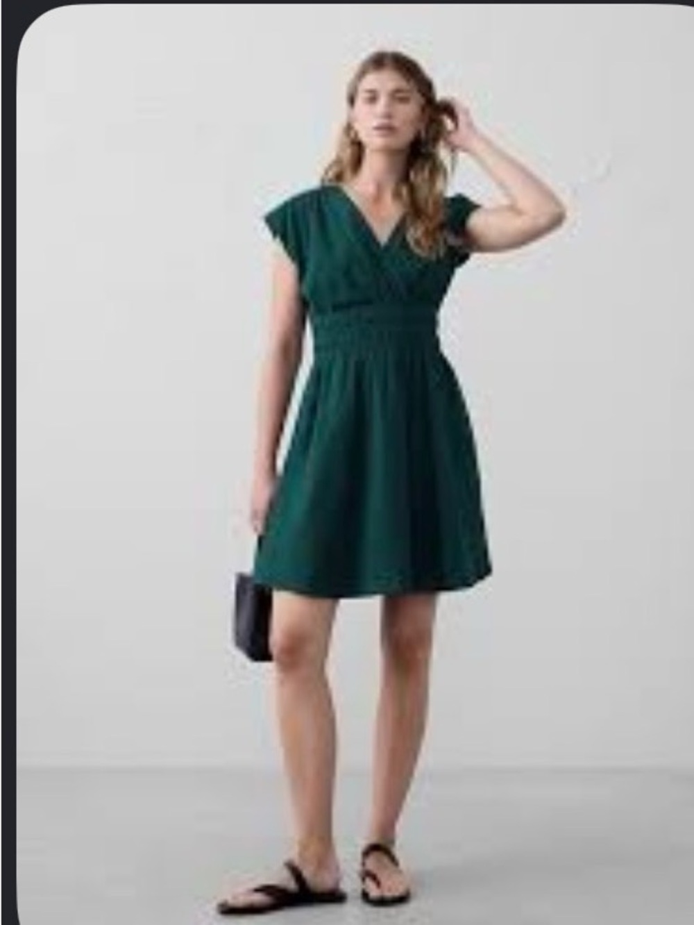 BANANA REPUBLIC TEXTURED SHIRRED MINI DRESS. Pockets. jewel green/teal size xxl